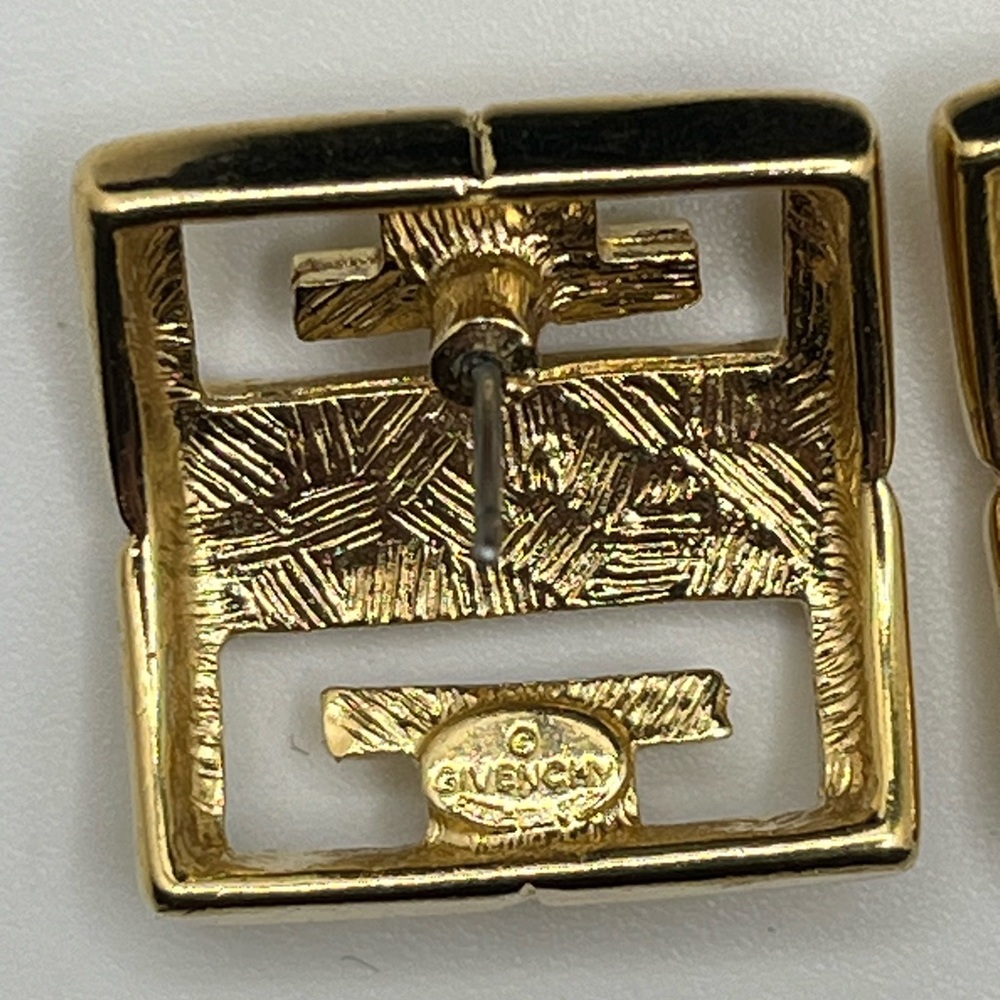 Vintage Givenchy G Logo Gold Tone Stud Earrings - Picture 6 of 9